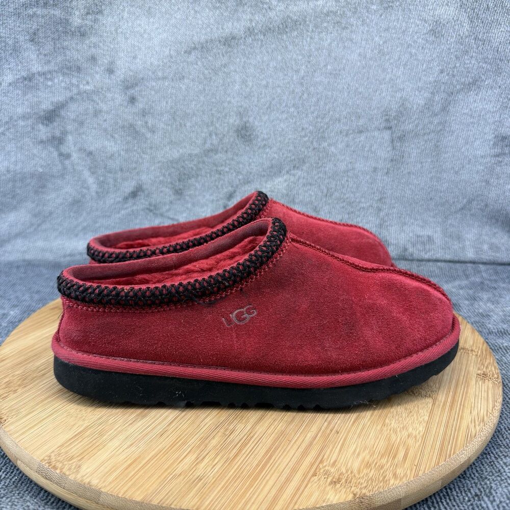 UGG Shoes Women Size 4 Red Suede Slippers Shearling Lined Indoor 1019066K